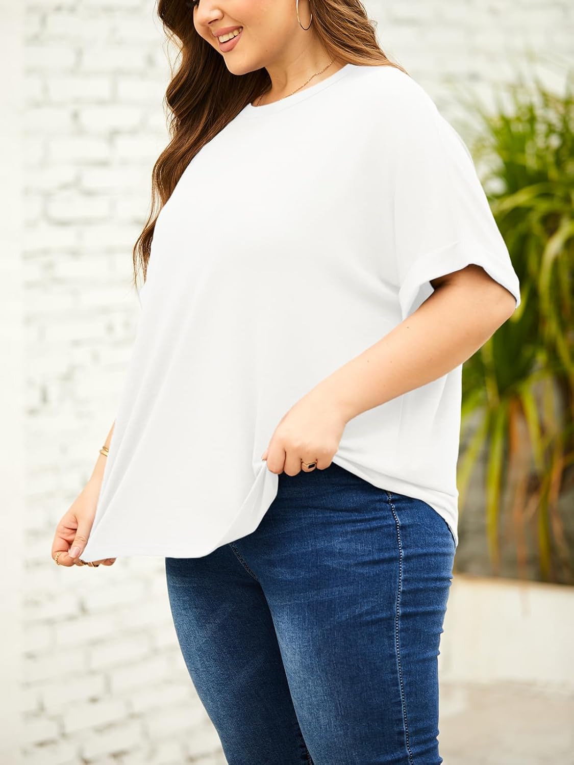 Tankaneo Women's Plus Size Short Sleeve T Shirts Summer Half Sleeve Crew Neck Oversized Tees Casual Loose Fit Tunic Tops - Image 3