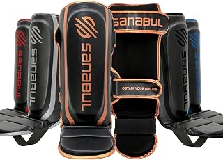 Sanabul Essential Kickboxing Shin Guards | MMA Shin Guards | Muay Thai Shin Protectors with Hook & Loop Straps