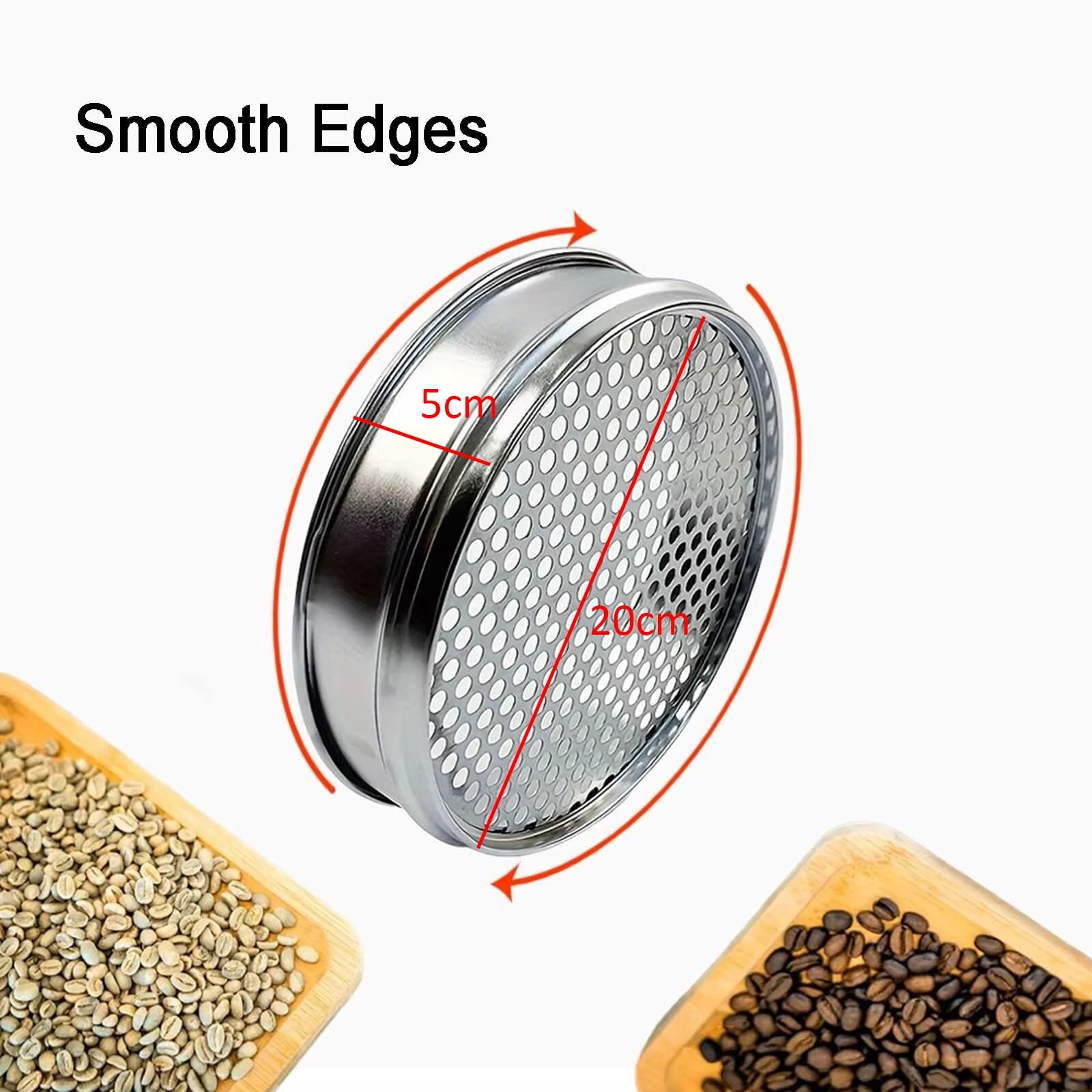 10 Schichten Kaffeebohnensieb, 304 Edelstahl, Präzisionssieb-Set mit Bodenschale, 20,3 cm rundes Sieb, 12-21 Mesh, für Zuhause, Café, Labors