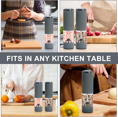 Miniatura 7 de Juego de molinillo eléctrico de sal y pimienta (sin batería) molinillo de sal y pimienta recargable con luz LED, 5 ajustes de molienda ajustables y