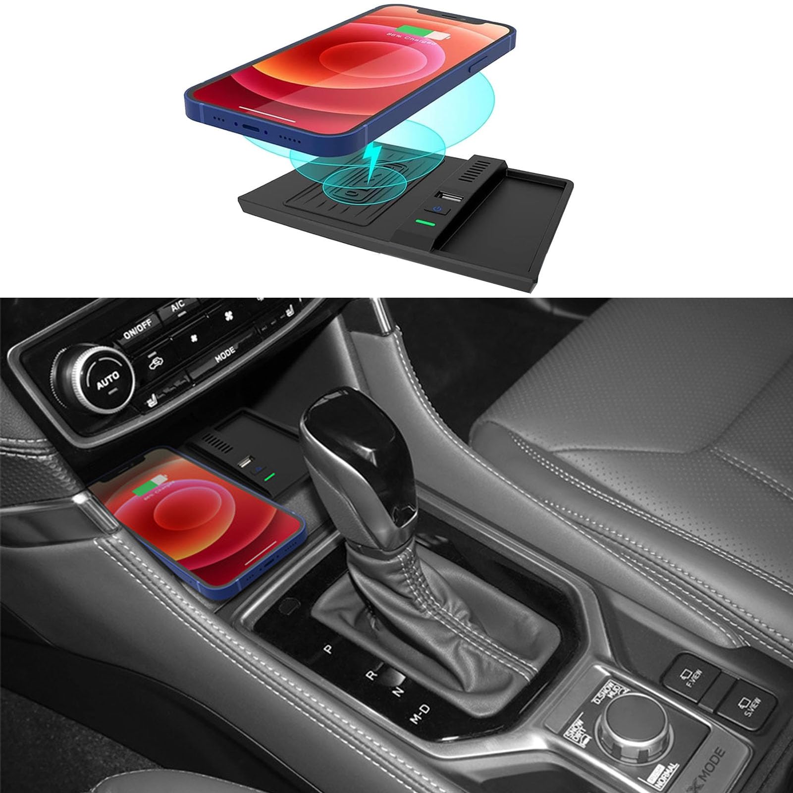 Cargador De Coche Inalámbrico para Subaru Forester 2019-2023 Panel De Accesorios De Consola Central,Cargador Rápido De 10 W para Cualquier Teléfono Habilitado para Qi