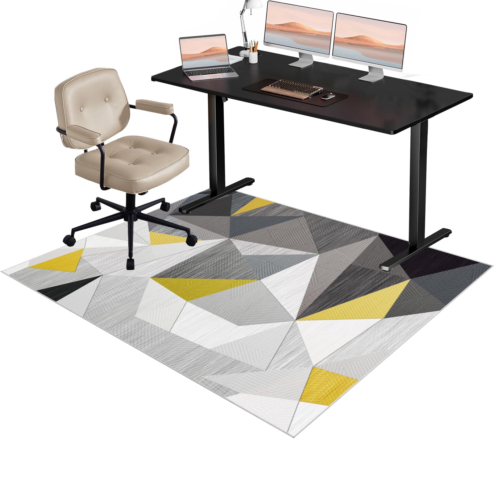 Office Gaming Chair Mat for Hardwood Floor, Non-Slip Floor Mat For Home Office Gaming Room, Office Chair Mat for Carpet Floors, Carpet Floor Protector 90 x 130 cm, Desk Chair Mat for Rolling Chair