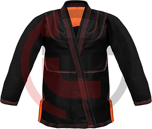 Miniatura 3 de Bjj Gi Con Puntada Naranja Bjj Gi Jiu Jitsu Kimonos Gi 100% Algodón Perl Tejido 450GSM