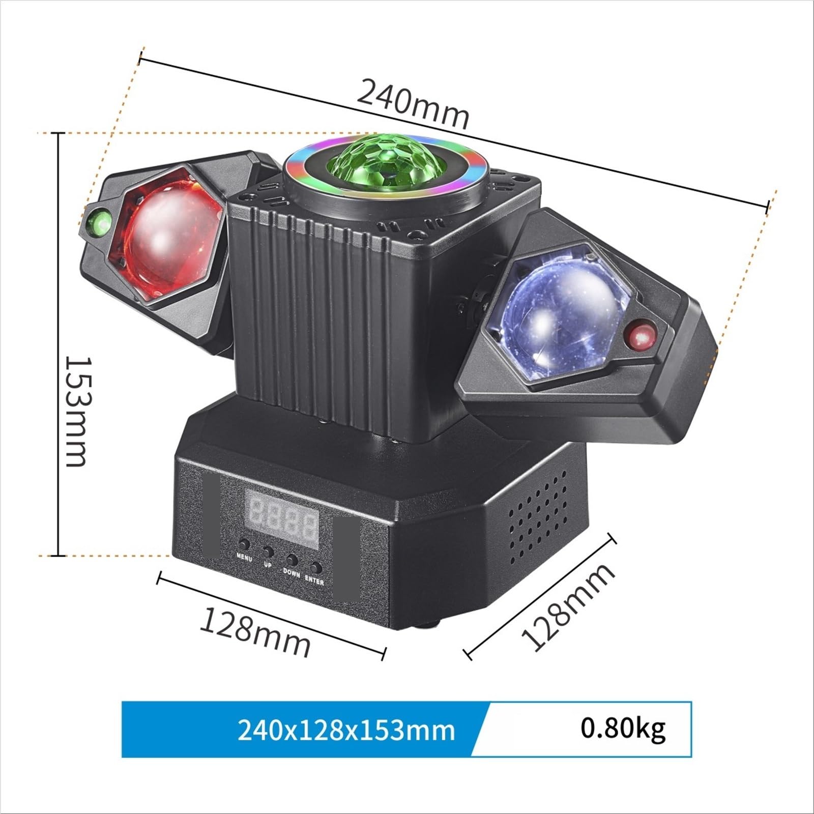 Lampa projektorowa Miniaturowa Ruchoma Głowica Świetlna LED 50W, 3 W 1, Kolorowe Światło Z Dyskotekowym Światłem I Magiczną Kulą, Z Obrotowym Em, na imprezę urodzinową, taneczną i halloweenową