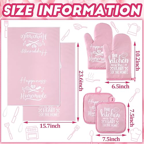 Miniatura 4 de Sratte Juego de 6 accesorios de decoración de cocina, toallas de granja, soportes para ollas, juego de 2 paños de cocina, 2 agarraderas, 2 manoplas