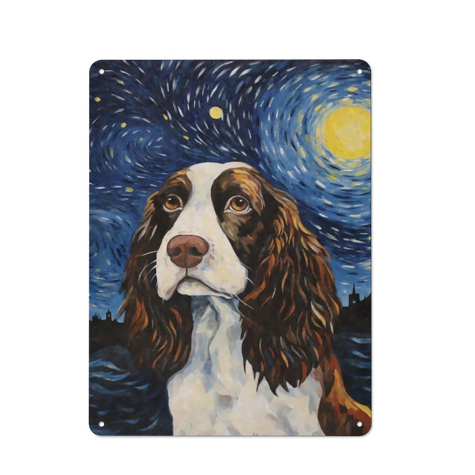 Junmoney Style-13 English Springer Spaniel Warehouse Style Metal Wall Decor 40X30cm, Tin Wall Sign For Modern Home, Workshop, Office Or Cafe