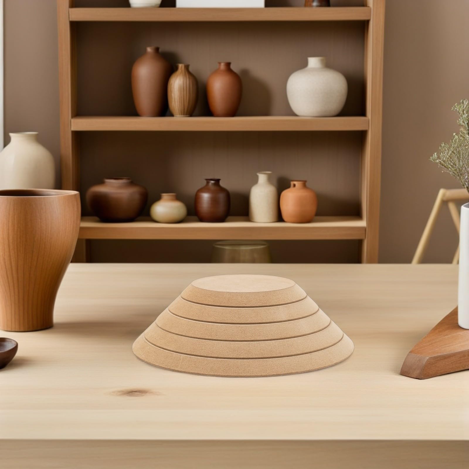 5 Piezas Molde de Cerámica Redondo para Arcilla Molde de Densidad en Blanco de Madera para Formar Placas y Vajilla Artesanal, Herramientas de Cerámica para Manualidades y Modelado