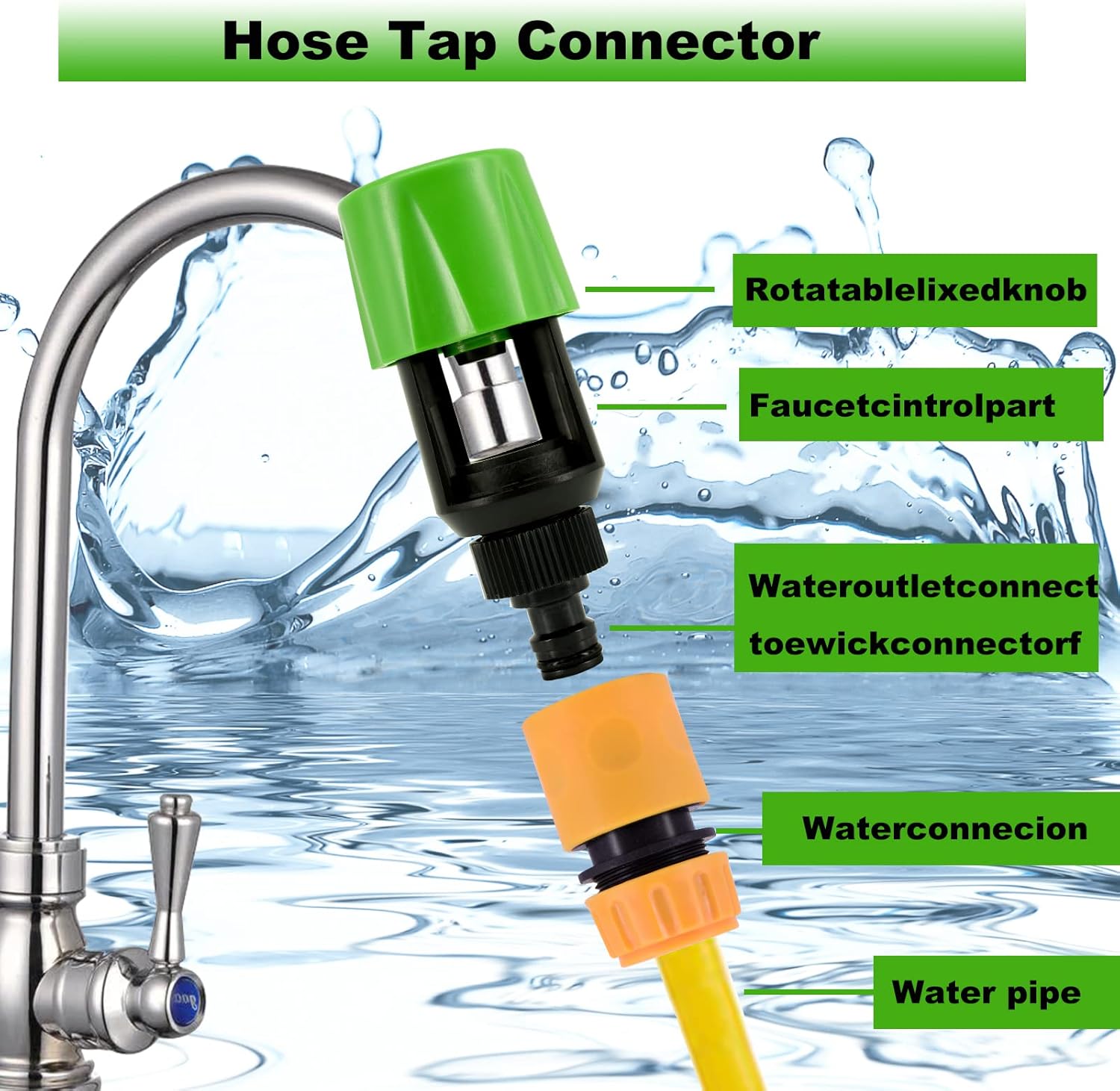 Karjiaja 3 Pcs Garden Hose Tap Connector Kitchen Sink Garden Hose