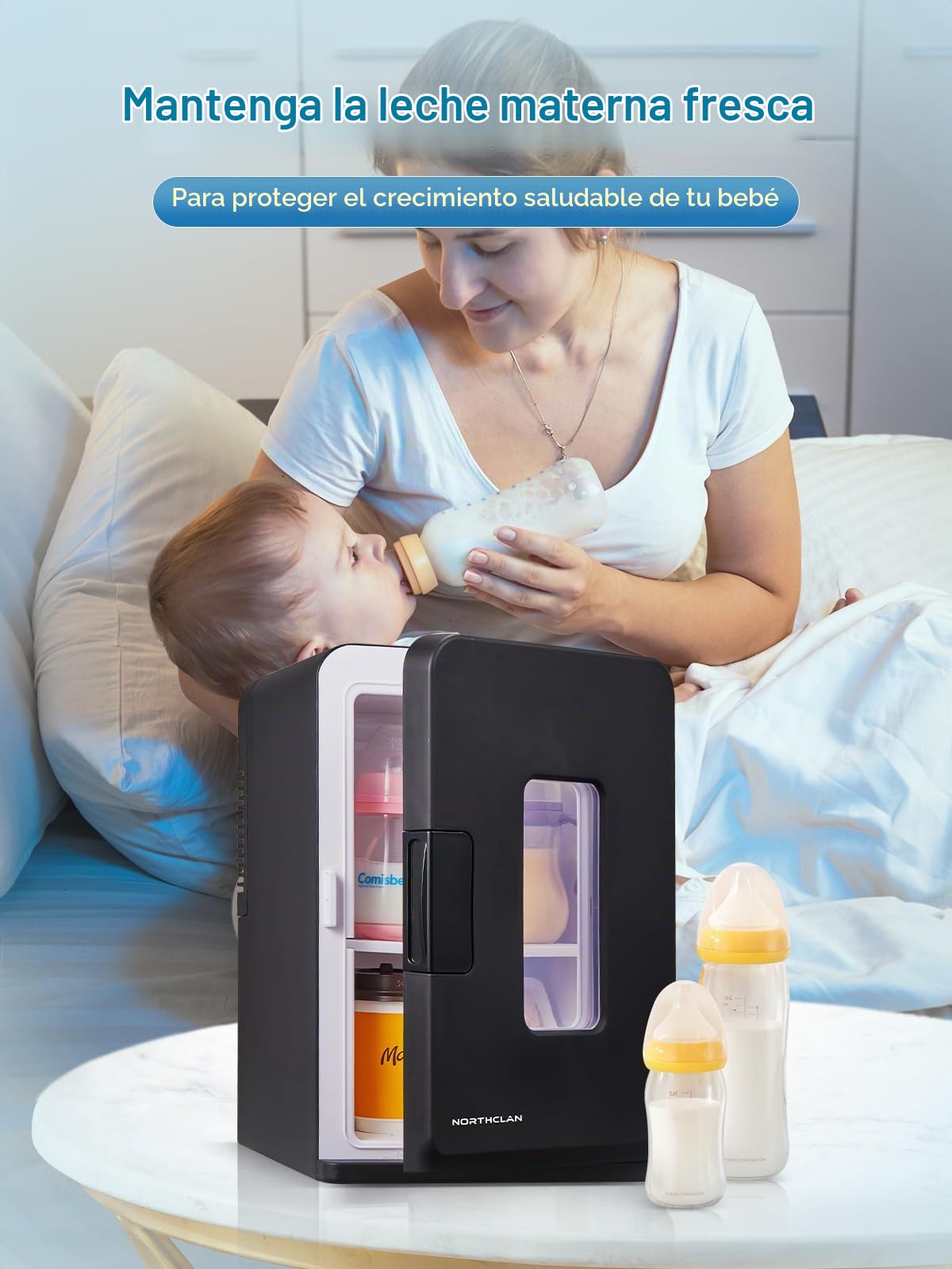 NORTHCLAN Mini Frigorífico para Habitación 15L/21 Latas, Refrigerador Eléctrico con Modo Silencioso ECO para Dormitorio/Coche