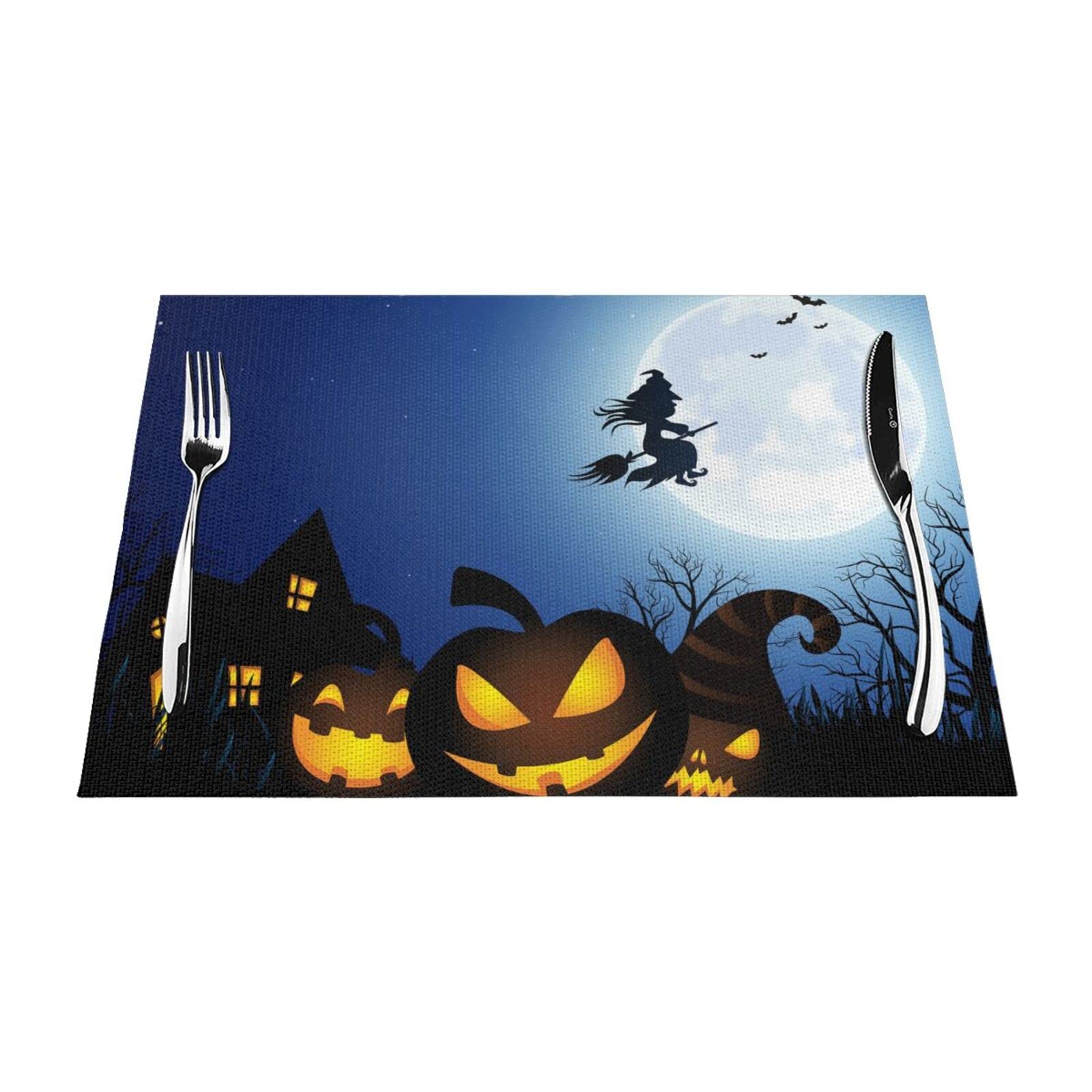 Sets de table Halloween lavables pour créer une décoration de repas mystérieuse