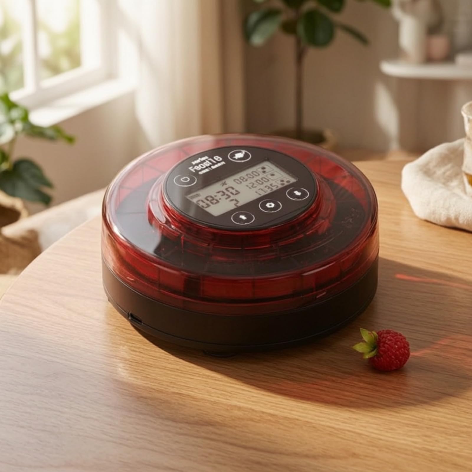 Distributeur Nourriture avec Écran Digital Temporisé Mangeoire Compact Nourrisseur D'aquarium pour Vacances