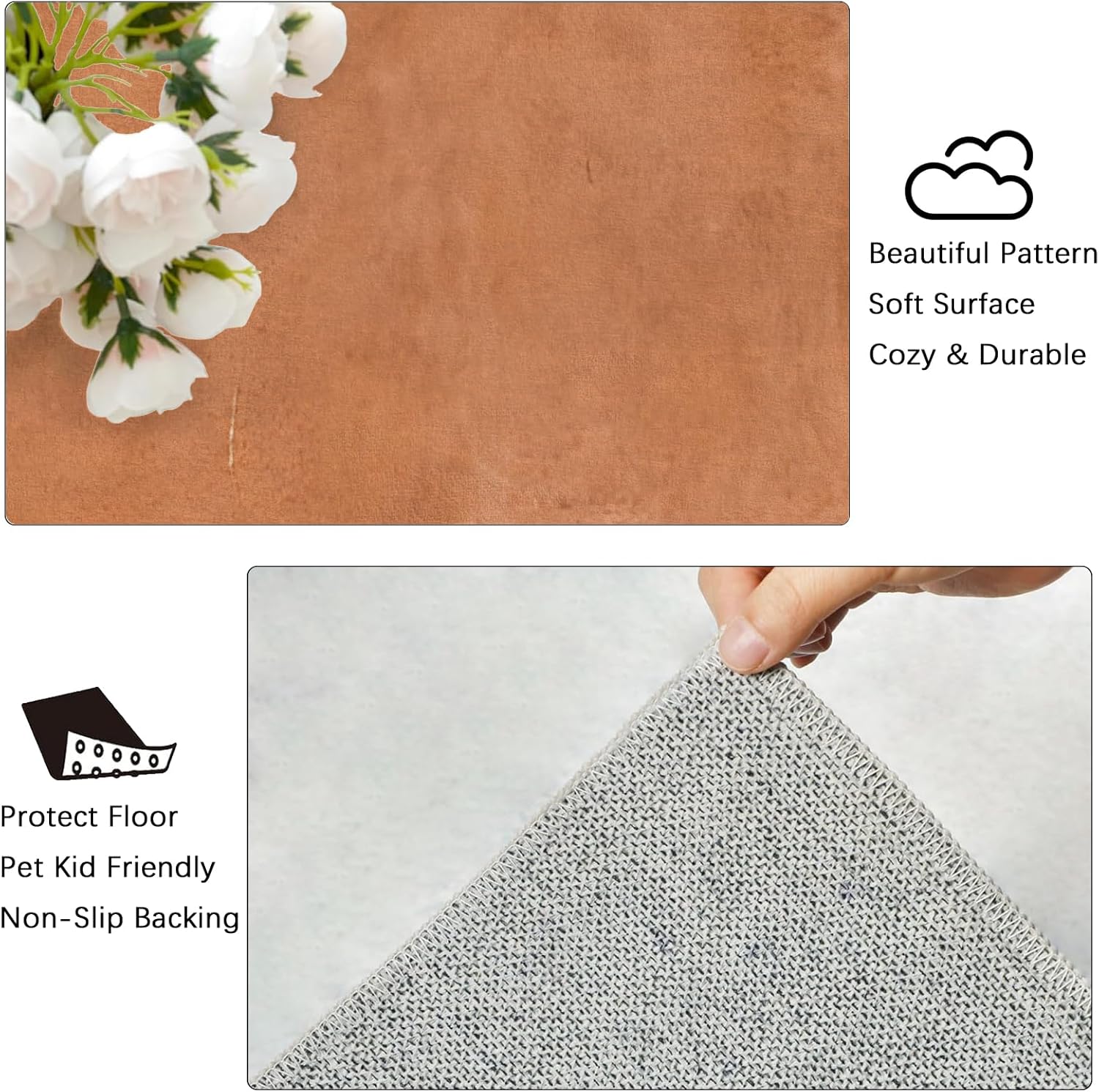Marble Rug 2x3 Terracotta Color Entryway Rug Non-Slip Washable Small Rugs, Super Soft Vintage Abstract Low-Pile Front Door Mat, Indoor Floor Carpet for Entrance Kitchen Bathroom Bedroom Decor
