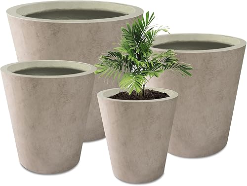 Kante Macetas modernas de hormigón cilíndrico de 21.7 pulgadas, 18.3 pulgadas, 15.3 pulgadas, 12.4 pulgadas de diámetro (juego de 4) macetas grandes