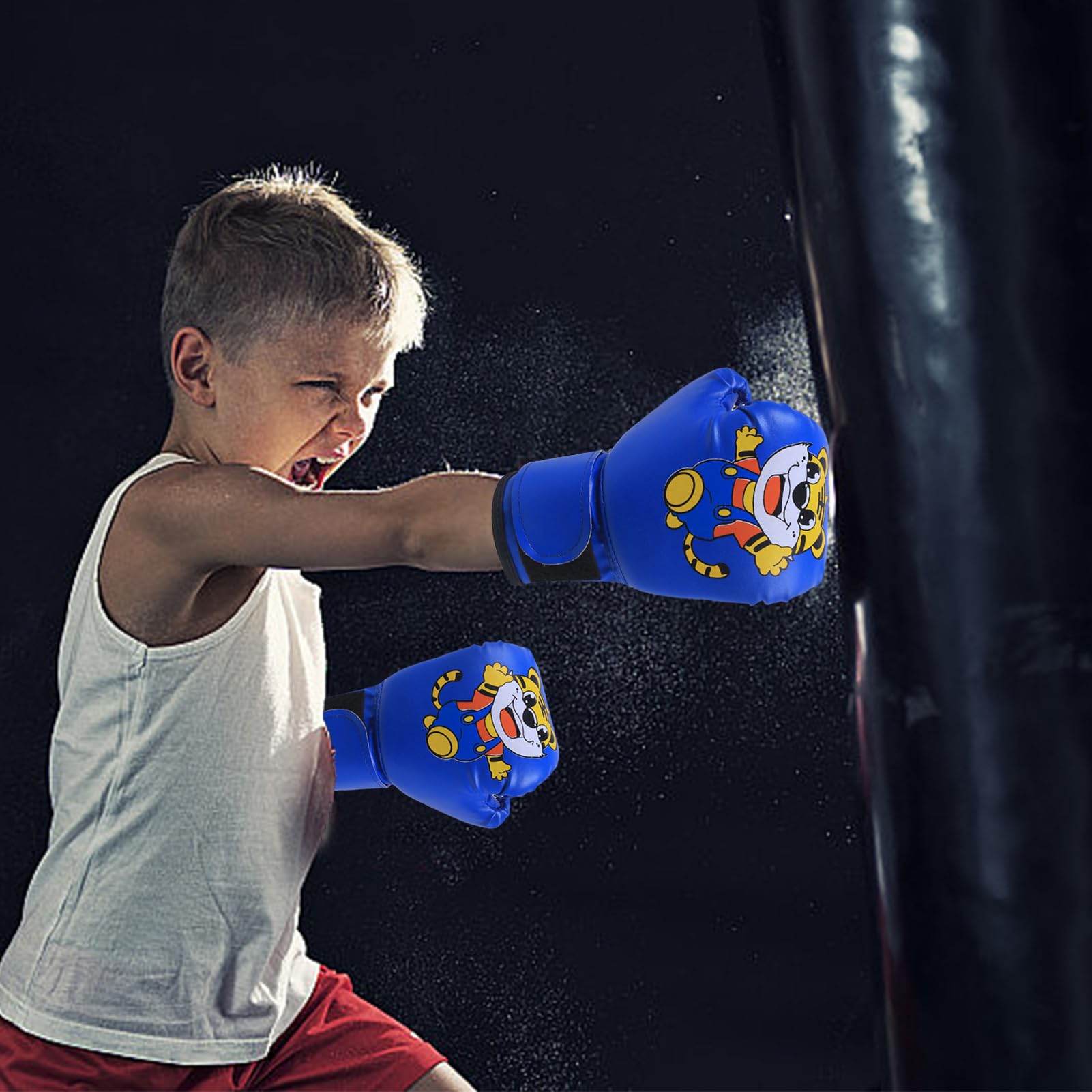 Guantes de boxeo para niños, piel sintética transpirable, con patrón de dibujos animados, guantes de entrenamiento para niños de 3 a 12 años, jóvenes, niños y niñas para saco de boxeo - 2
