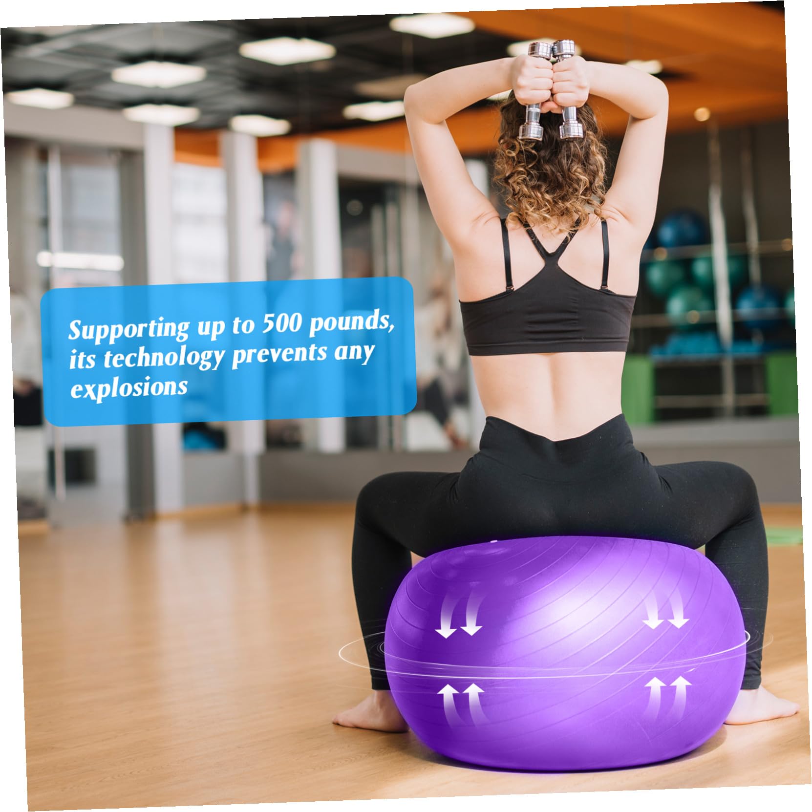 Abaodam Pelota de Yoga Púrpura de PVC con Inflador para Ejercicio