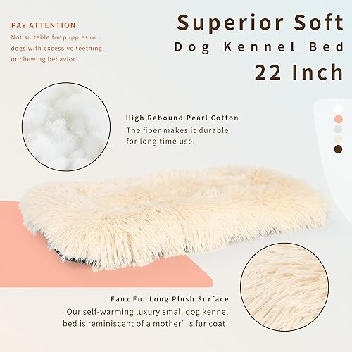 Miniatura 2 de nononfish Cama extra pequeña para perros, 22 x 13 pulgadas, pelo sintético, parte inferior antideslizante