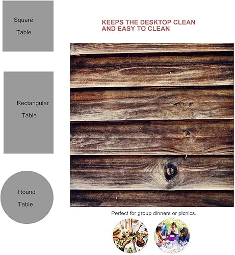 Miniatura 3 de Manteles de grano de madera para Mesa De 6 Sillas, mantel de picnic a prueba de polvo, resistente a las arrugas, 52 x 70 pulgadas