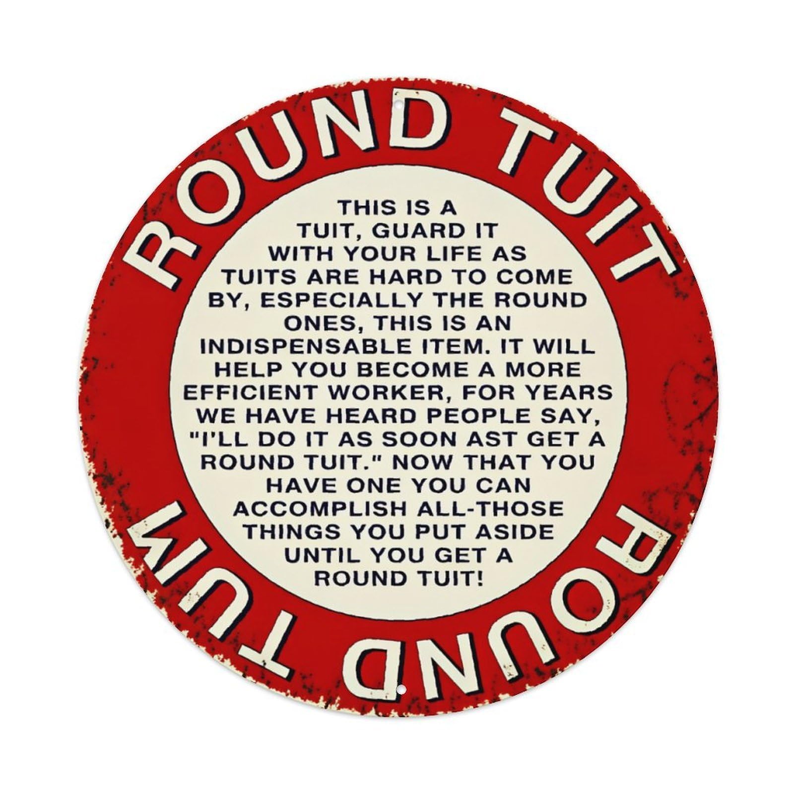 Ldfuieksufg Style Round Funny Round Tuit Vintage Text Decor Wall Plaque Vintage Aluminium Metal Sign, Retro Wall Decor For Home, Bar, Garage & Farmhouse 20X20cm