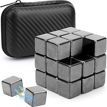 Fidget Balls Magnet Toy for Adults, Square Black Magnetic Stones, Magnet Hand Roller, Magnetic Rocks for Office, Cool Magnetic Gadget Sciencce Kit, Age 15+ (28PCS)