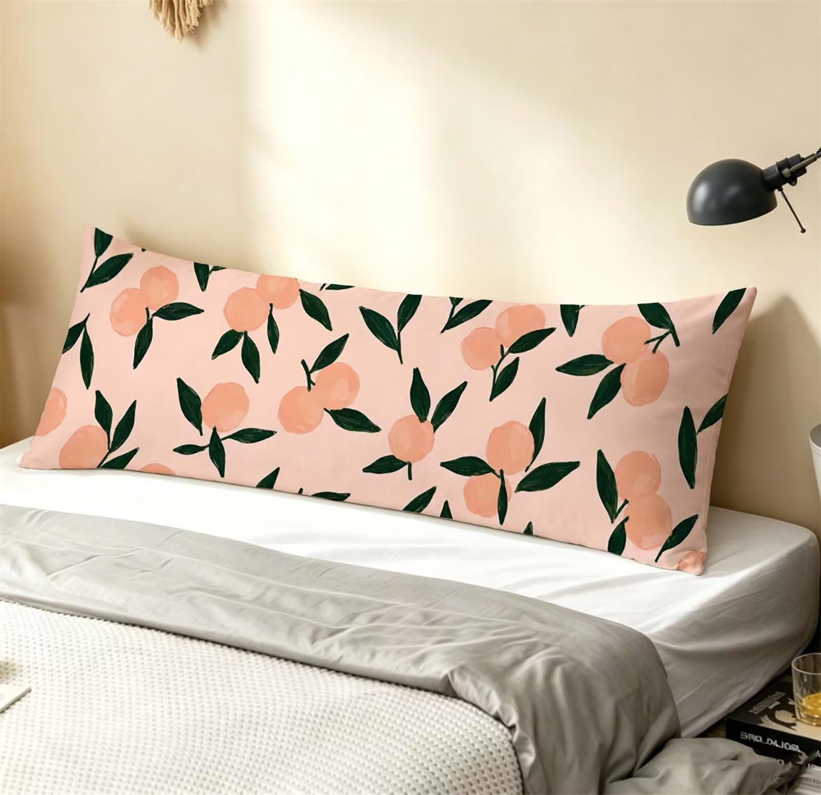Rosa-36 Federe Cuscino Letto 55 x 160 cm, Grande Cuscini per Divano Lino, | Doppia Faccia Stampa, Frutta Fodera per Cuscino Decorativa, con Cerniera, Cuscino per Dormire Sul Fianco j-162