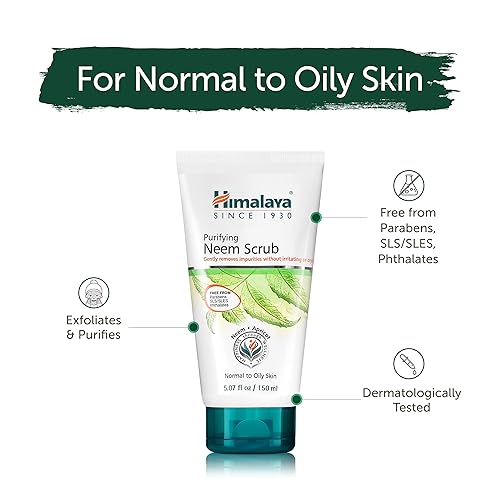 Miniatura 6 de Himalaya Exfoliante purificador de neem con neem y albaricoque, para pieles normales a grasas, libre de parabenos, SLS y ftalatos, probado