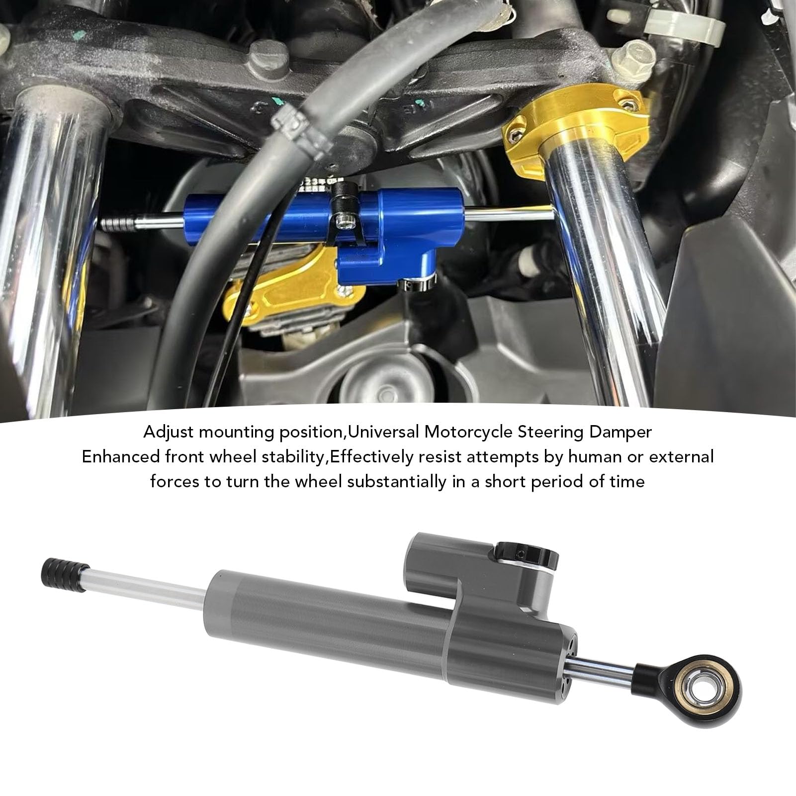 Motorcycle Emporter, uniwersalny stabilizator sterowania, regulowane uniwersalne dopasowanie stabilności kontrola stabilizatora stabilności dla większości motocykli dla (Kolor)