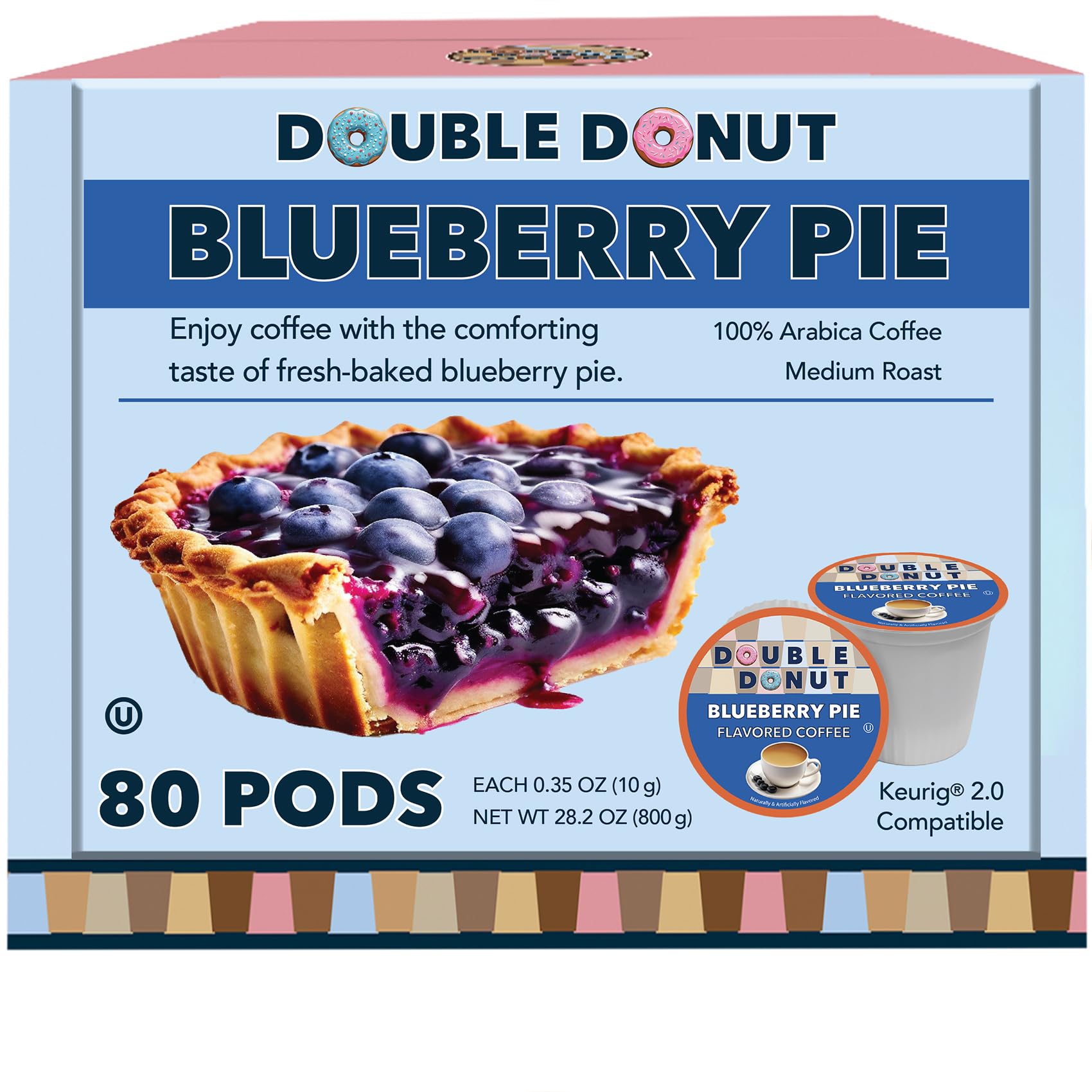 Amazon.com: Double Donut Coffee Blueberry Coffee in Single Serve Pods,  Flavored Coffee For the Keurig K Cups Brewer, 80 Cups : Grocery & Gourmet  Food