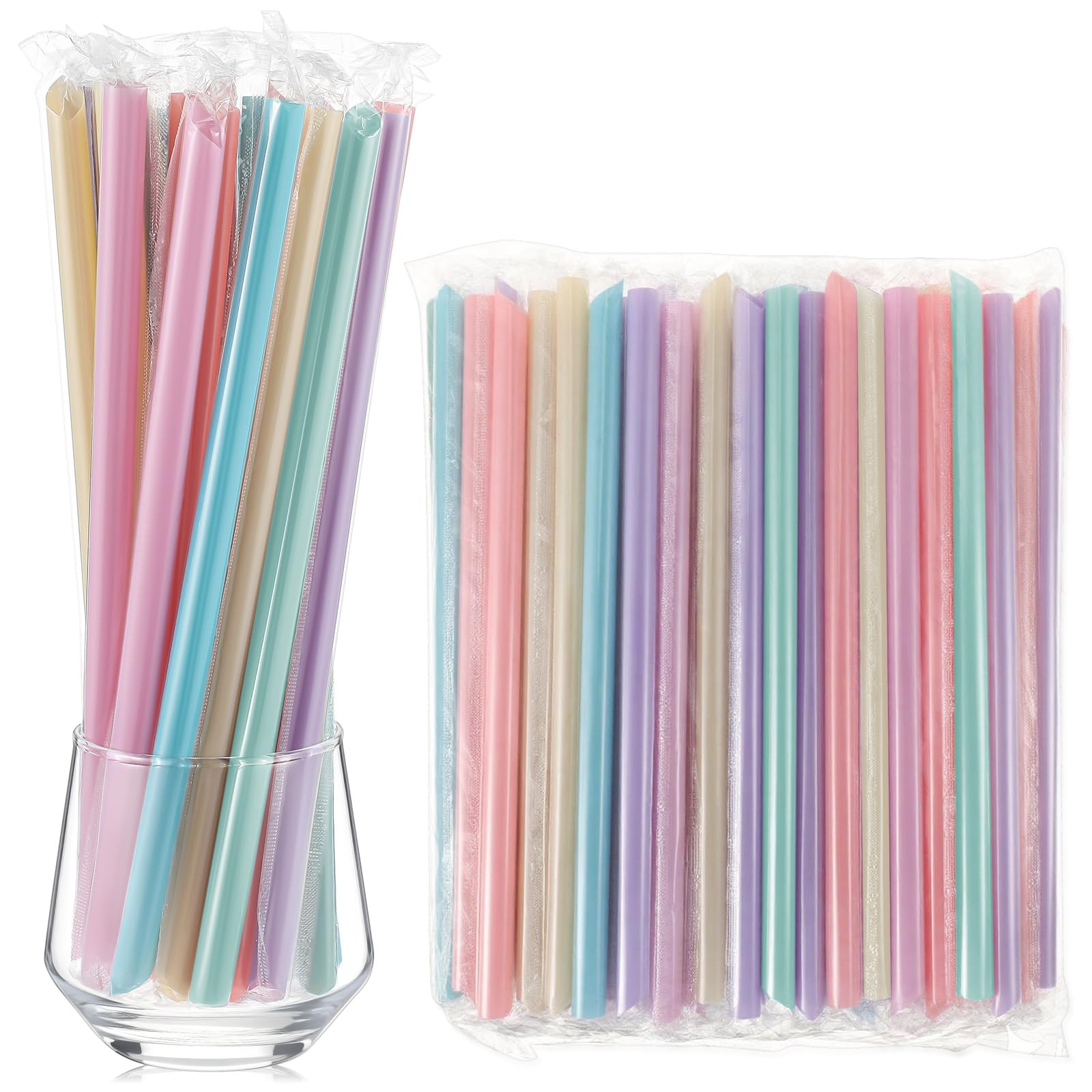 Tessco for You 100 Pcs 9.84 Inch Boba Straws 10mm Wide Macaron Color
