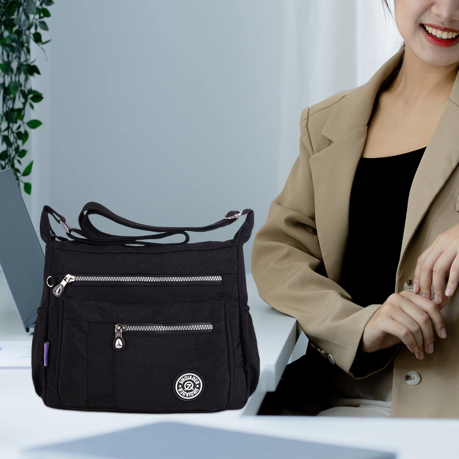 Umhängetasche für Umhängetasche Damen Handtasche Achseltasche Reißverschluss Einkaufstasche Geräumige Lässige Einkaufstasche für den, Schwarz
