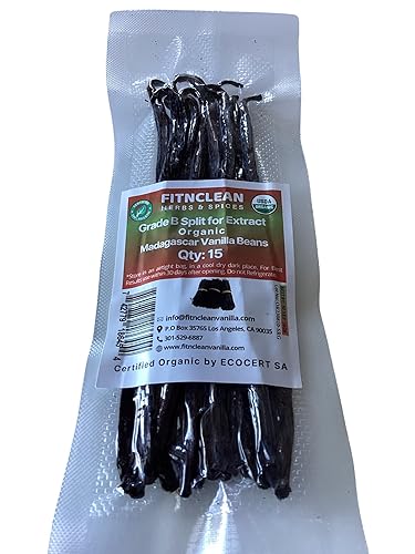 Miniatura 7 de 15 granos de vainilla de Madagascar orgánicos partidos grado B | 5 a 7 pulgadas para extracto de FITNCLEAN VANILLA| Bourbon Non GMO Pods