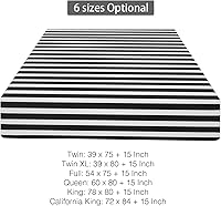 Vista 5 de NTBAY Sábana bajera ajustable extra larga individual solamente – Sábana bajera de microfibra cepillada con bolsillo profundo a rayas – Suave, sin