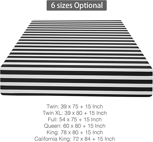 Miniatura 5 de NTBAY Sábana bajera ajustable extra larga individual solamente  Sábana bajera de microfibra cepillada con bolsillo profundo a rayas  Suave, sin