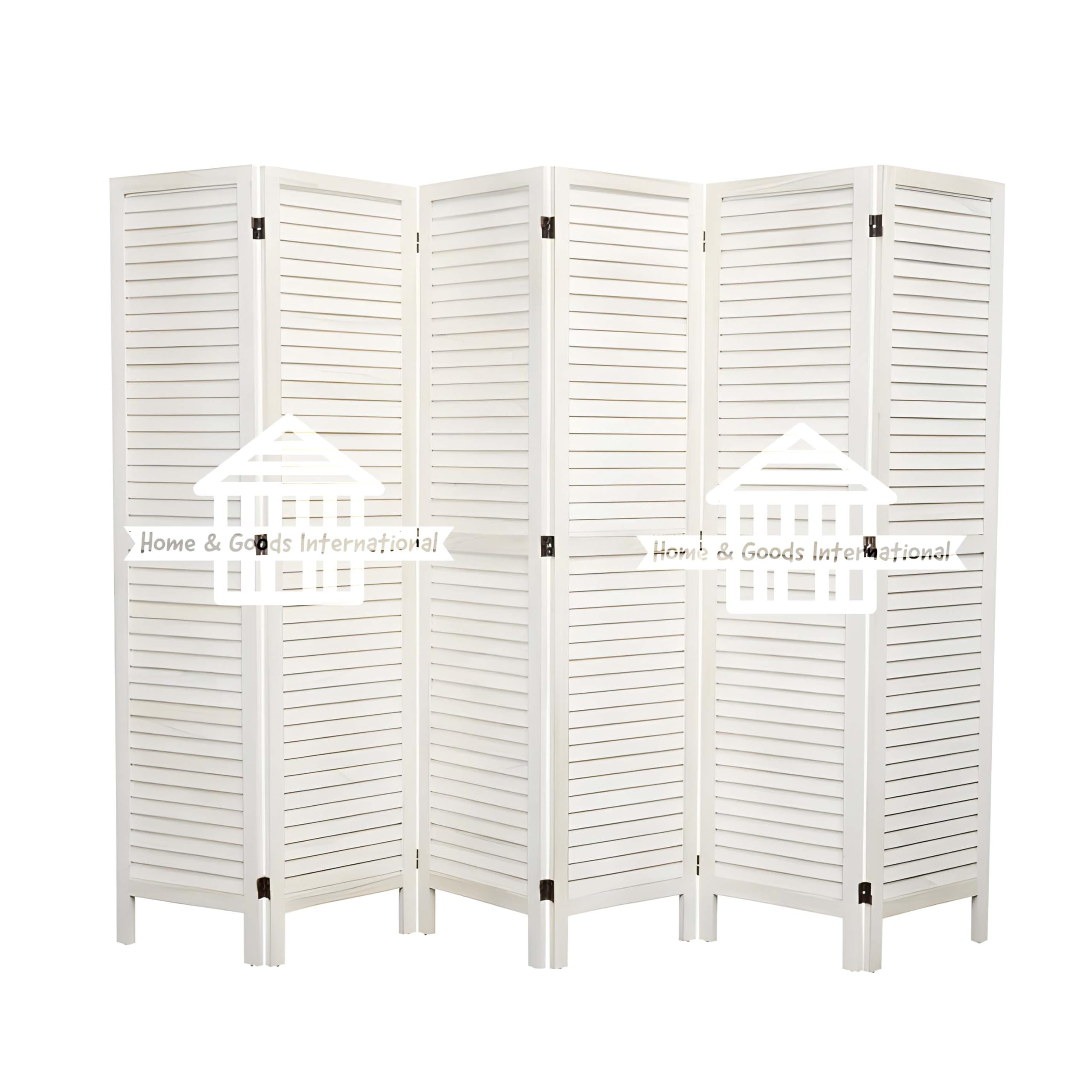Home & Goods International Wooden Room Divider Partition - Foldable Screen Separator for Living Room, Bedroom, Office, Restaurant || Patti Design (White - 6 Panel) (B0CR7VMBVY) Amazon Price History, Amazon Price Tracker