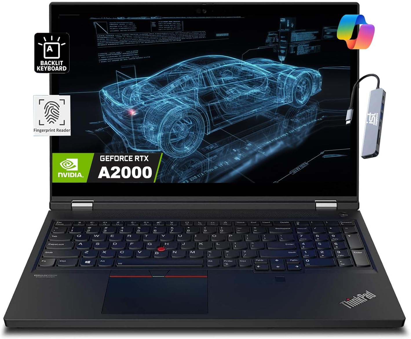 Lenovo ThinkPad P15 Mobile Workstation (15.6" FHD, NVIDIA RTX A2000 4GB, Intel 8-Core i7-11850H, 64GB RAM, 2TB SSD), Laptop for Engineer, Designer, Architect, IST HUB, Blacklit, Win 11 Pro
