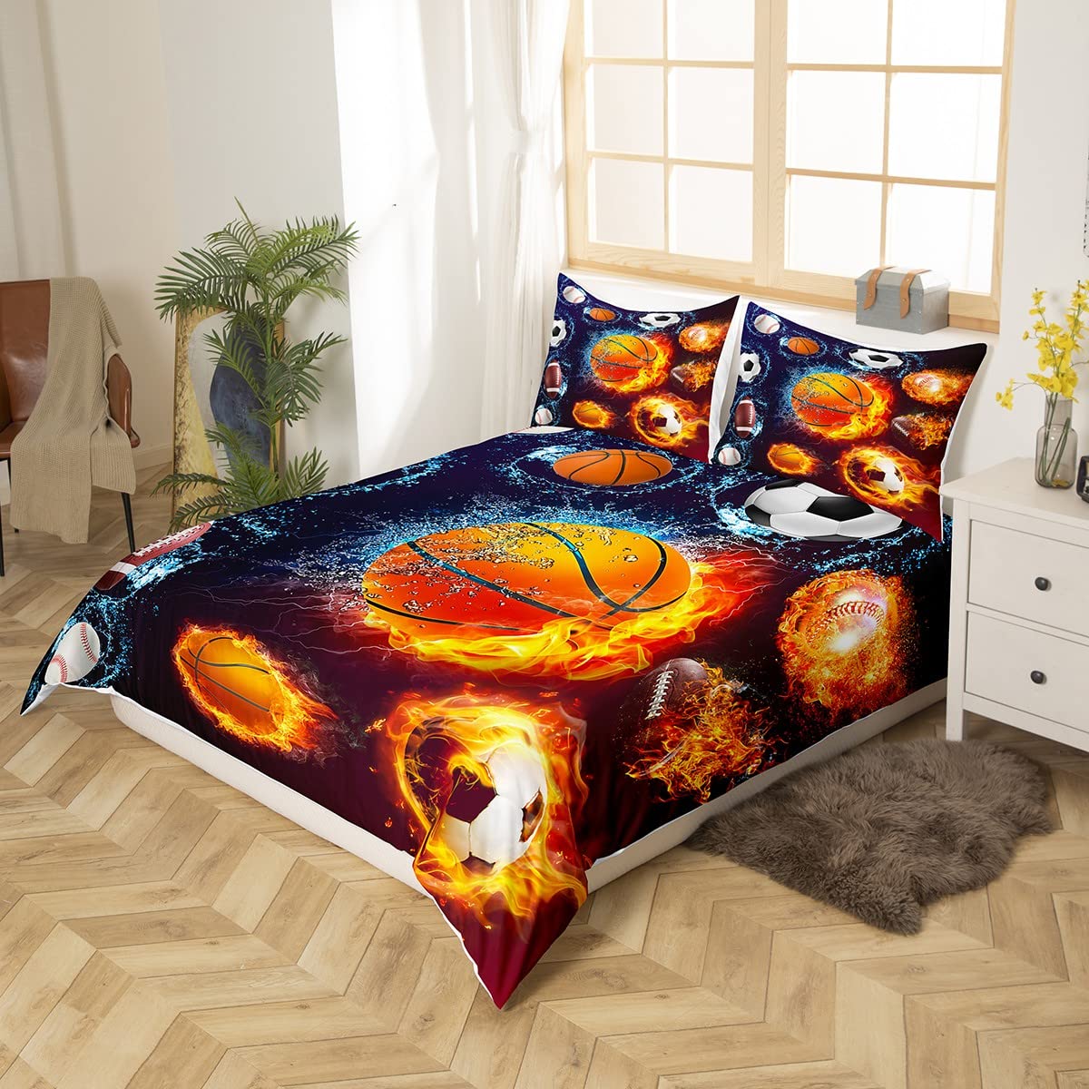 Basketball Sheet Set Football Baseball Rugby Bed Sheets For Kids Boys