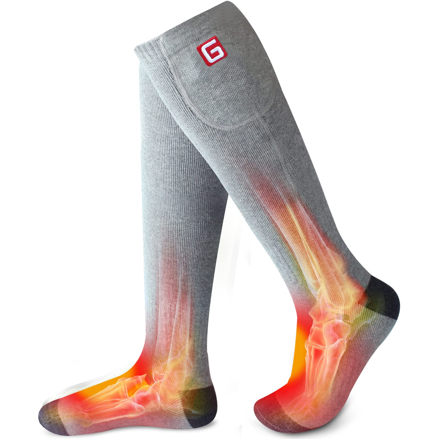 Photo 1 of Rabbitroom Heated Socks Women Electric Battery Socks Thermal Insulated Socks for Arthritis, Winter Thick Warm Cotton Sox Heating Foot Warmer, Unisex & USA 6-13 Size grey Medium