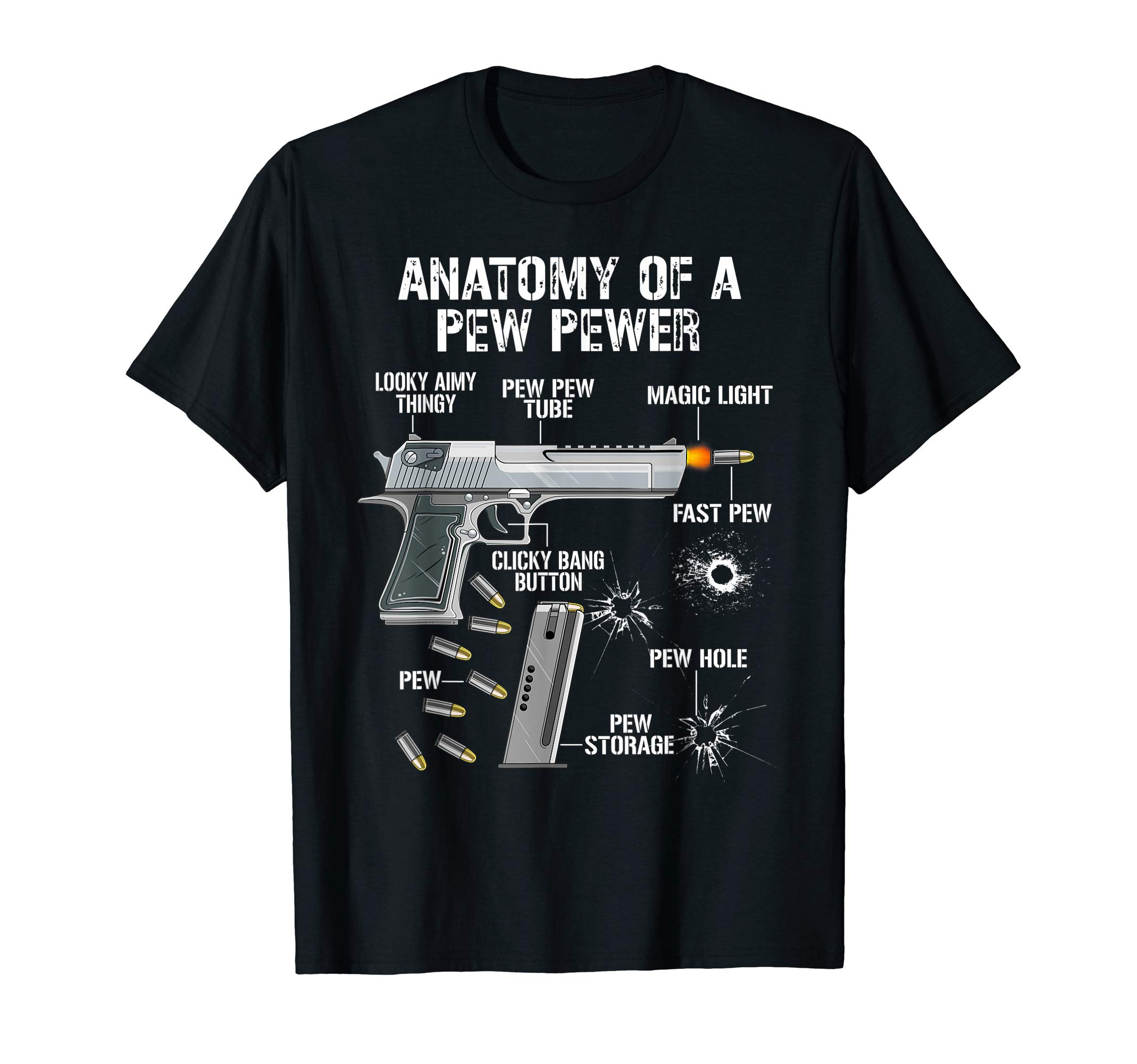 Anatomy of a Pew Pewer Funny Pistols 9 mm Sports Shooters T-Shirt
