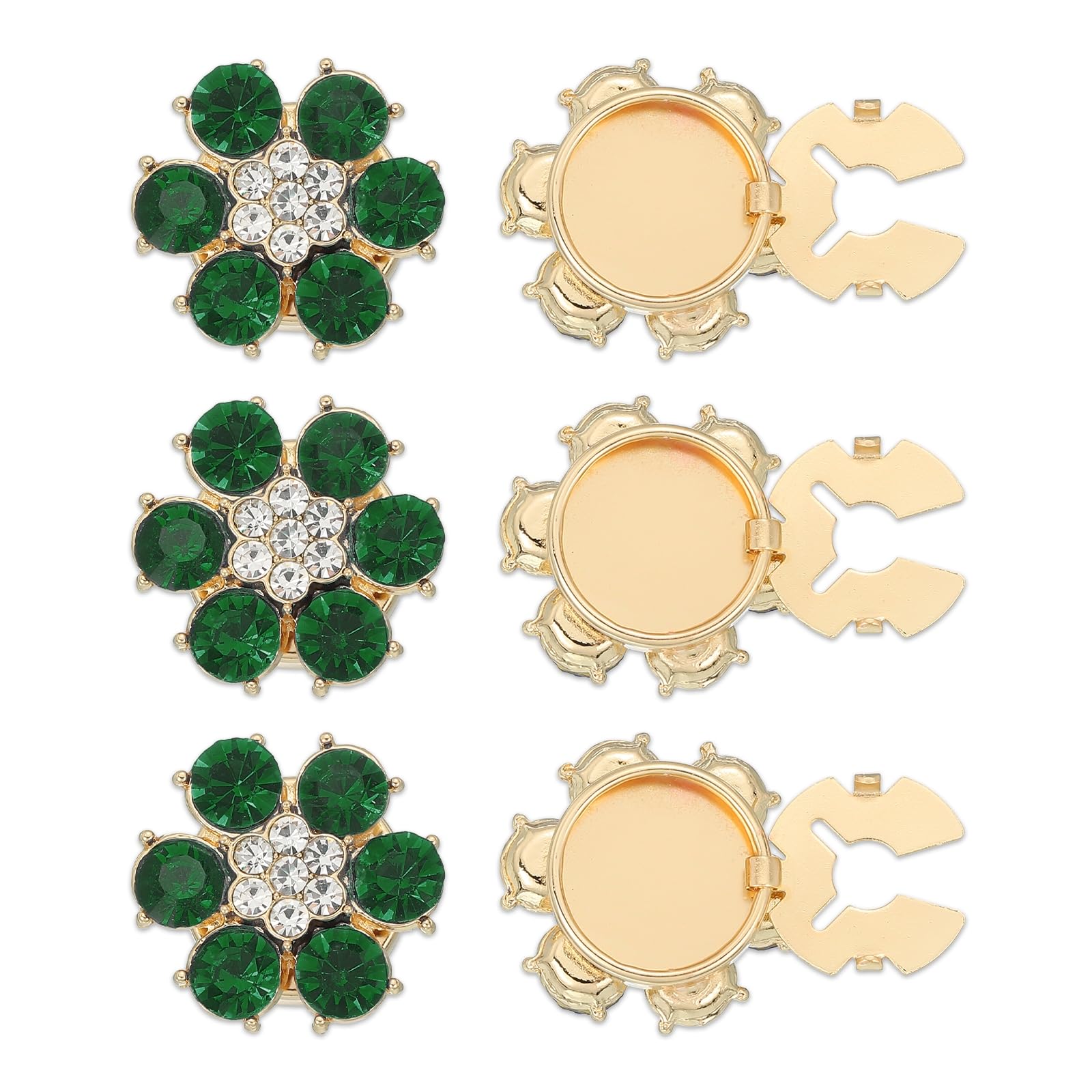 Boutons de manchette strass avec fleurs en cristal fixation facile pour costume femme homme