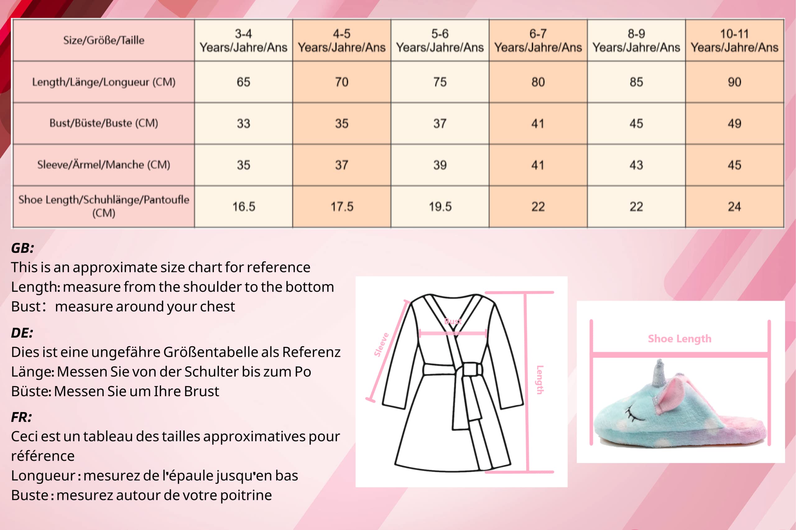 Peignoir Doux Fille Licorne Robes de Chambre à Capuche pour Filles avec Pantoufles de Licorne - Cadeaux pour Filles