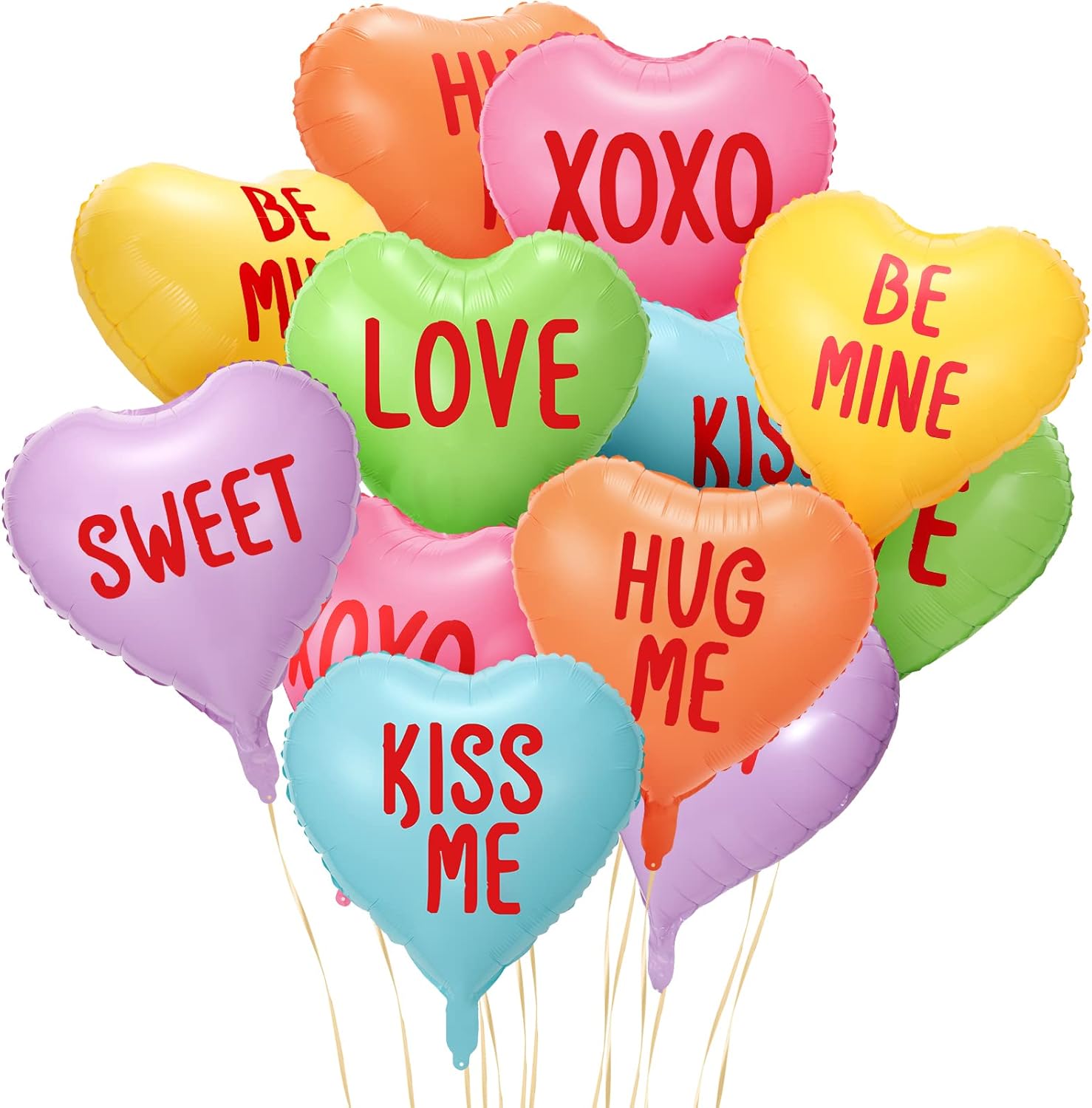 12 Pcs Valentine's Day Candy Heart Balloons 18 Inch Foil