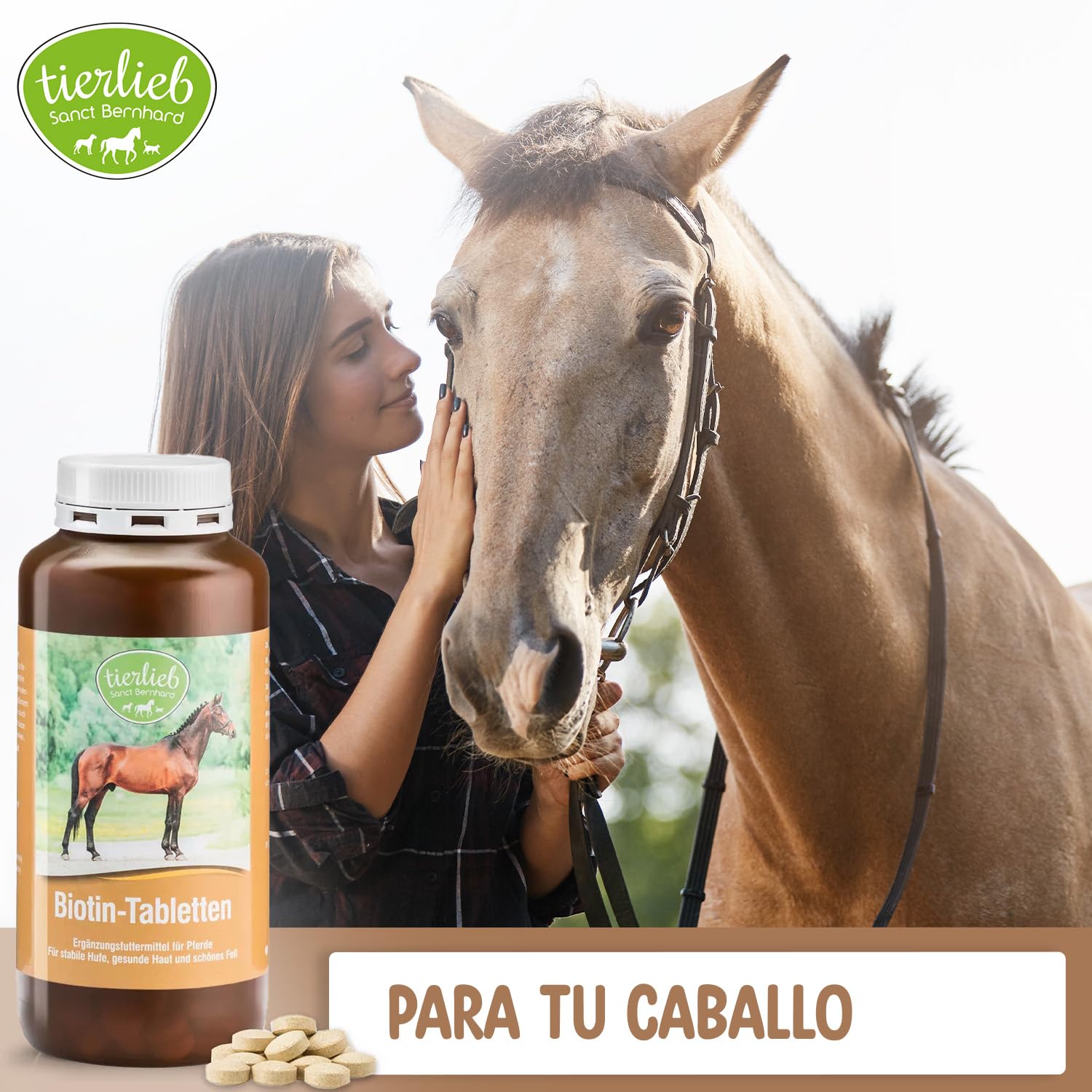 Biotina para Caballos – Pastillas para Cascos Fuertes y Flexibles, Mejora de Piel y Pelaje, Vitamina B8 para Equinos – 50 Días, Fácil Dosificación