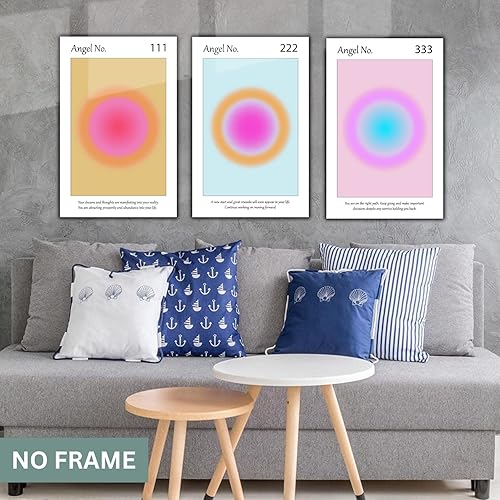 Miniatura 3 de Colorful Gradient Aura Angel Numbers Poster Sets for Room Aesthetic Inspirational Quotes Wall Art Paintings Abstract Minimalist Style Room Wall