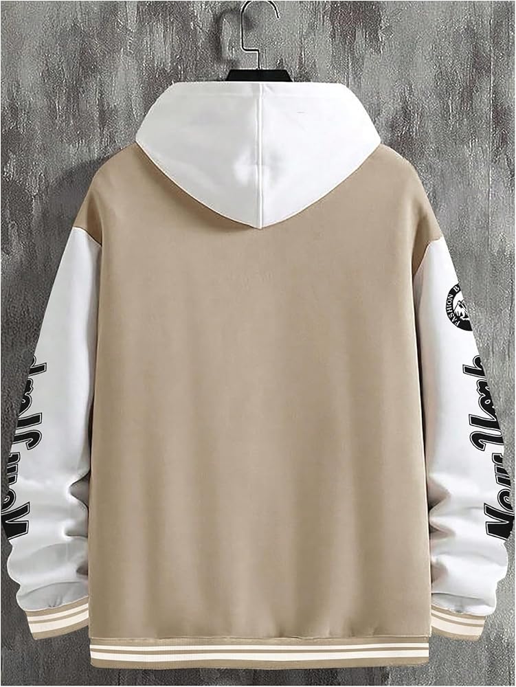 SOLY HUX Men's Plus Size Varsity Jacket Letter Graphic Color Block