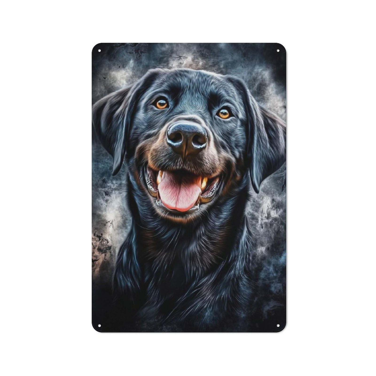 Junmoney Black Labrador Portrait Vintage Tin Sign 30X20cm For Garden Room Or Summerhouse, For A Newly Organised Room And Metal Sign Display