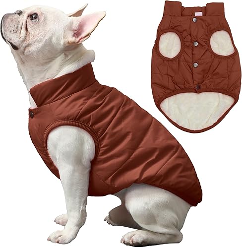 Miniatura 2 de JoyDaog - Chaqueta de forro polar para perro, 2 capas, para cachorros, para invierno y clima frío, suave y resistente al viento, abrigo para perros