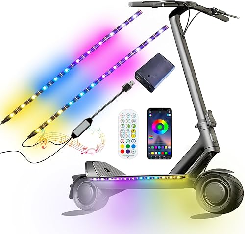 2 tira eléctrica LED bicicleta scooter luces noche ciclismo colorido lámpara impermeable seguridad monopatín scooter luces