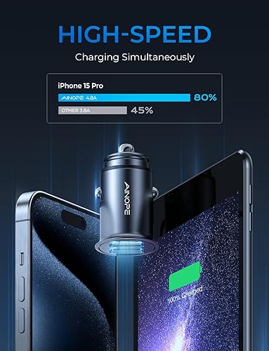 Miniatura 4 de AINOPE - Cargador de automóvil cargador USB de automóvil de 48 A de carga rápida adaptador de carga rápida compatible con iPhone 14 Pro Max131211x6s