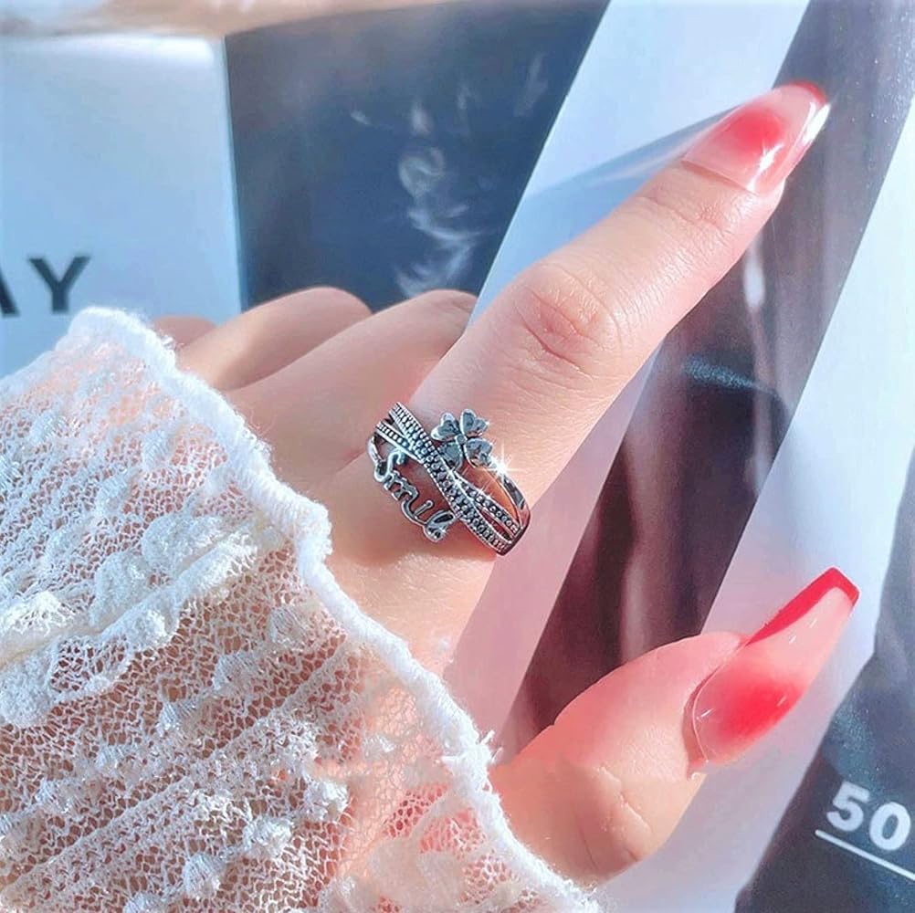 POPLYKE Bagues Fidget Pour Femme En Argent Sterling En Filigrane D