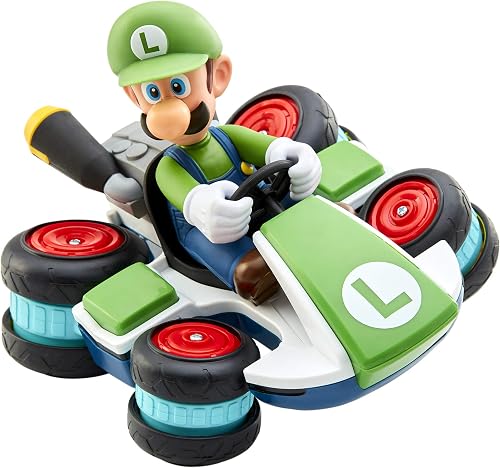 Nintendo Super Mario Kart 8 Luigi Anti-Gravity RC Racer, Official by Jakks Pacific, 360 spins, wheelies and drift! - Up to 100 ft. Range - For Kids ages 4+ - 3