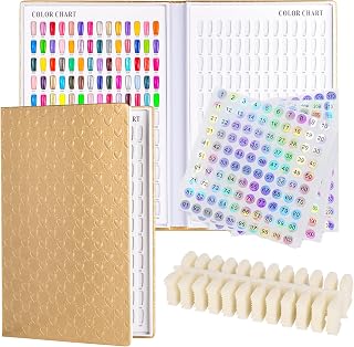 Acycion2A 308 nail display chart with 360 false nail tips (Gold)